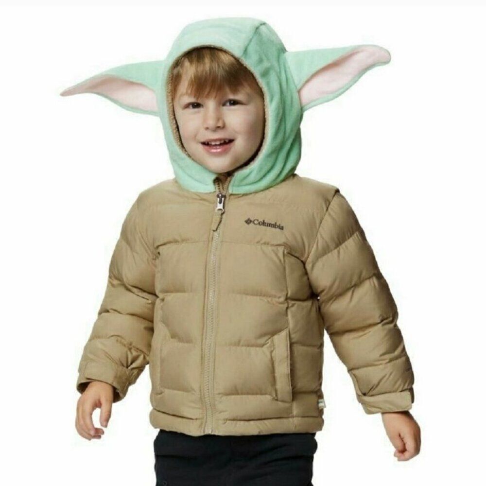 Columbia Stars Wars Mandalorian Toddler Coat Size 3T Omni Heat Baby Yoda Brown - Picture 14 of 14